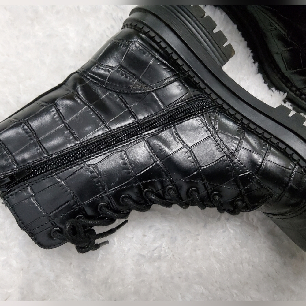 Croc Embossed Combat Boots - Picture 4 of 6
